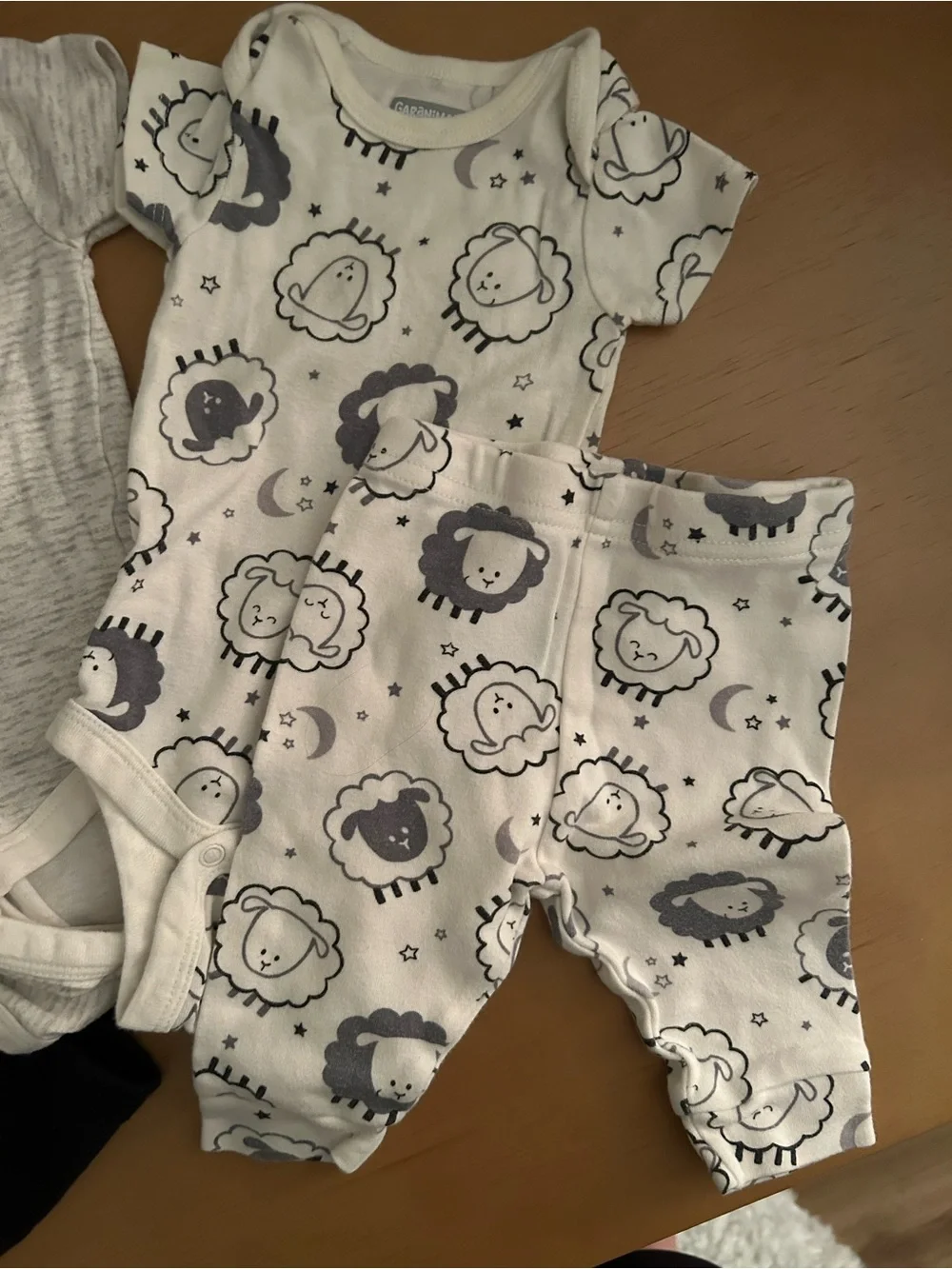 Garanimals White & Black Baby Bodysuits with Subtle Gray Prints